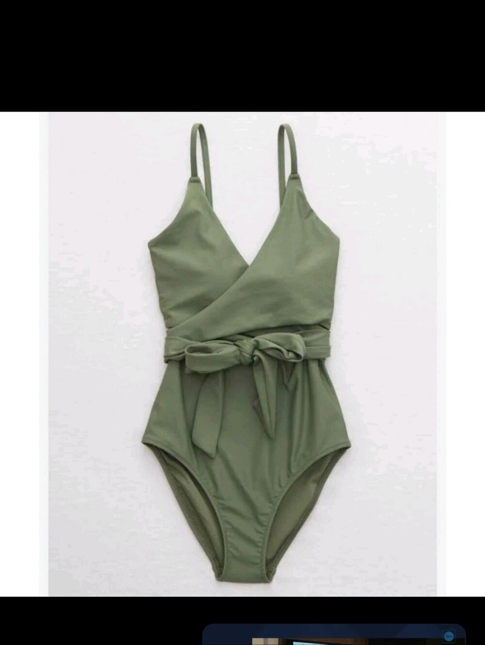 NWT Aerie Wrap Full Coverage One Piece Swimsuit Olive Green Size Large Long NWT